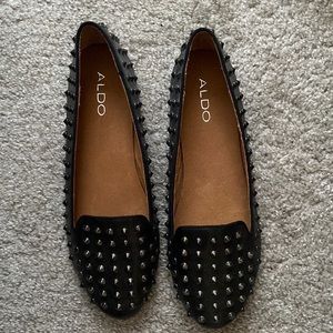 Aldo size 9 black studded loafers